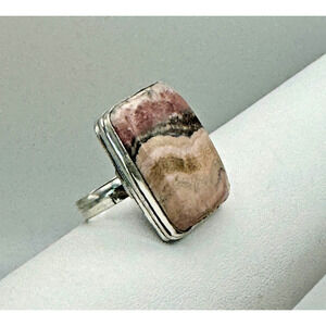 Beautiful Rhodoschrosite Ring .925 Stone Sz 6 - 12.31 Grams - Beautiful Piece